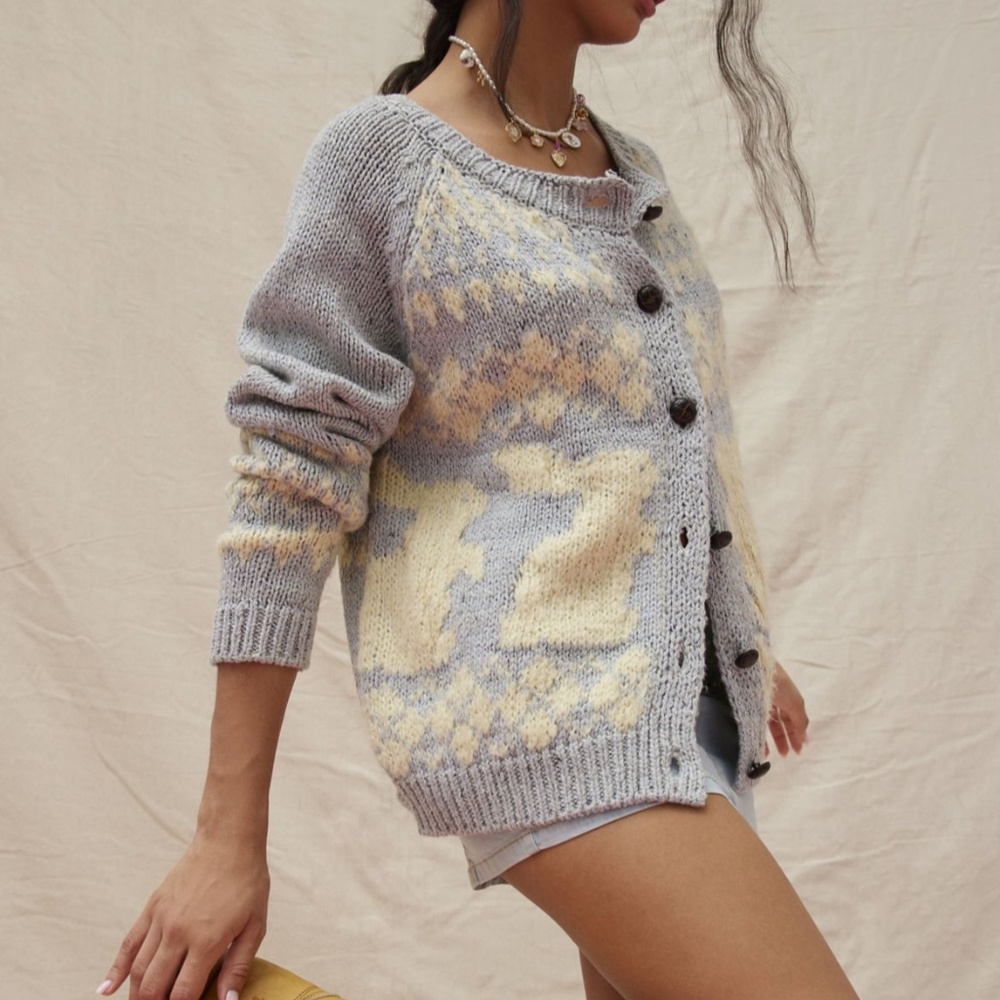 Urban Outfitters Kimchi Blue Bambi Bunny Print Cardigan